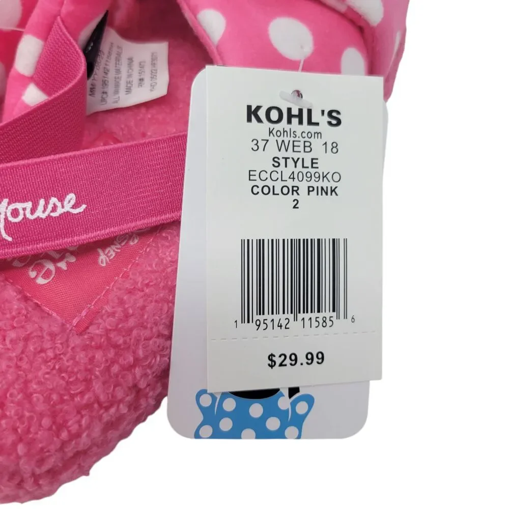 Disney Minnie Mouse Slippers House Shoes Girls size 2 Pink Soft NWT $29.99